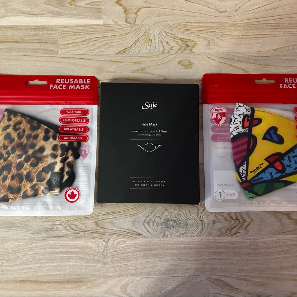 Set of three brand new sealed face masks - retail: $45